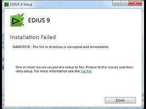 EDIUS 9.30 installation error