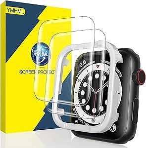 [2 Pack] YMHML Screen Protector Compatible for Apple Watch 40mm SE Series 6 Series 5 Series 4, Tempered Glass [Full Coverage] 3D Curved Edge with [Installation Frame] for iWatch 40mm Accessories
