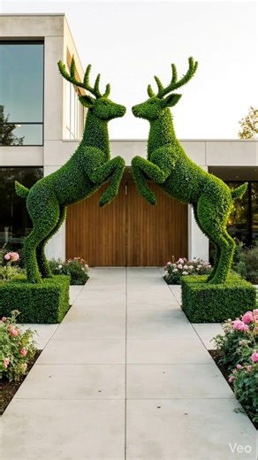Turning a metalic wire frame to beautiful deer Topiary #creativedesign #backyarddesign #creative