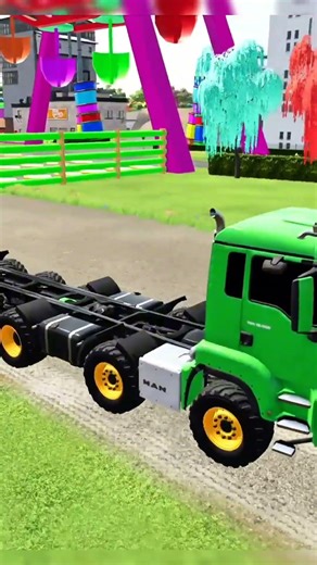 Colorful Transport MAN Trucks 🚛🔥 MEGA Obstacle Crossing #shorts #transporttruck #dumptruck #bigtruck