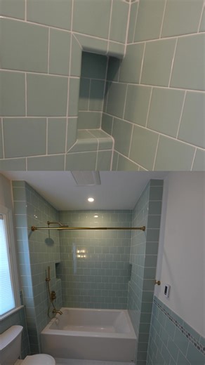 DIY Bathroom Remodel: Corner Shower Niche Idea