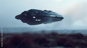 Giant transport scene on another planet, Camera slow motion with different angles