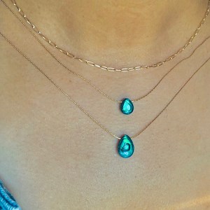 Green Abalone Shell Teardrop Pendant Necklace: Sterling & Rose Gold Filled - Etsy
