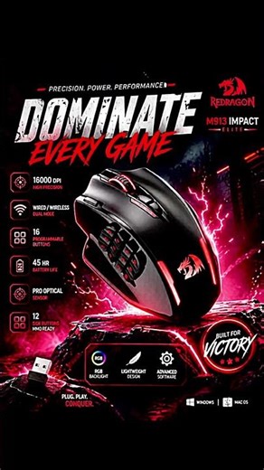 Level up your setup with the Redragon M913.