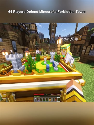 64 Players Defend Minecrafts Forbidden Tower. Part 2 #gaming #minecraft #minecraftpvp