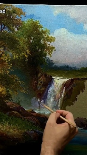 Yasser Fayad on Instagram: "The magic of a Limited Palette! ✨ Watch how I turn just 4 simple colors into a realistic moody landscape with a waterfall. 🎨 Want to learn this? Click the Link in my Bio to watch the full step-by-step tutorial on YouTube (Episode 128). 🖼️ Original Painting Available: This unique piece is looking for a home. If you are interested in acquiring this original oil painting, please DM me directly for details. #oilpainting #landscapepainting #yasserfayad #artcollector #fin