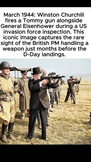 Churchill Fires a Tommy Gun with Eisenhower Before D-Day (1944)