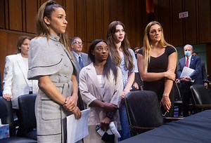 Simone Biles and other elite gymnasts told senators that the system "enabled and perpetrated" Larry Nassar’s sexual abuse in emotional testimony on Wednesday. The FBI director apologized to the victims for the agency’s mishandling of the case. https://nyti.ms/2YV14gF | The New York Times