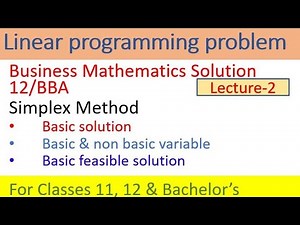 Linear Programming problem I basic solution | basic and non basic variable | LPP | business math |