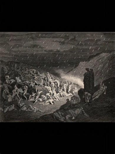 Plain of Fire Dante and Virgil looking at the burning plain of fire where blasphemers, sodomites, and usurers are punished – Inferno Canto XIV, Divine Comedy) #DivineComedy #DanteInferno #GustaveDoré #Hell #Inferno #BurningPlain #DanteAndVirgil #RainOfFire #DarkAesthetic #ReligiousArt #ClassicArt #ArtTok #DarkFantasy #BibleVibes #ChristianTikTok #Mythology #Dante #AIArt #FYP #Viral