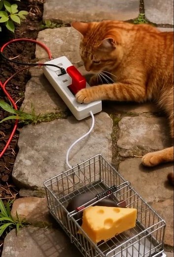 Shocking ! The mouse wants to eat the cheese 🧀