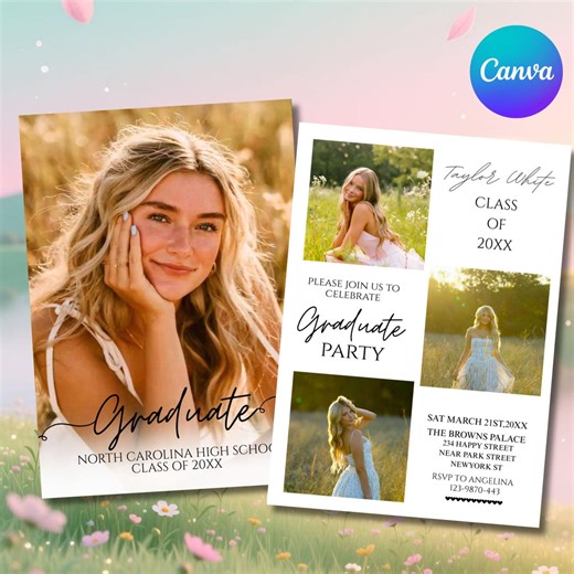 Modern Graduation Announcement Card, Digital Graduation Invitation, Graduation Party, Graduation Invitation, Congrats to the Grad Flyer - Etsy