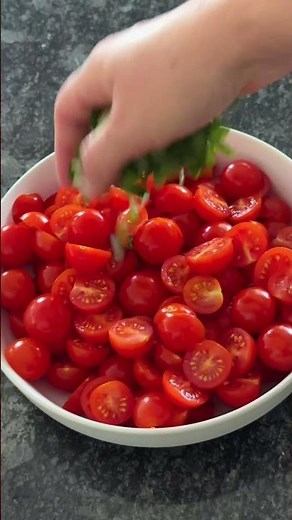 Balsamic Tomato Salad is one of my favorite dishes of summer! Printable recipe on website.