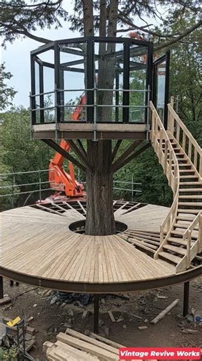 “Incredible Tree House Built Around a Giant Tree 🌳 You Won’t Believe This! #shorts” 🚀#treehouse#diy
