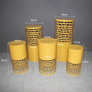 [Hot Item] Round Cylinder Stands for Party Gold Cylinder Pedestal Stand Wedding Centerpiece Table Decorations with Metal Panel