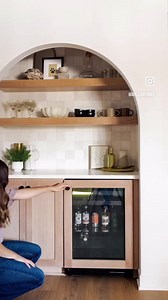 "From rendering to real life! This arched nook features open shelving, a gorgeous tile backsplash, a mini fridge, and storage below. With every design project, I use @chiefarchitect to create floor plans and renderings with my client’s selections. This allows my clients to see the future state of their space so they can feel confident moving forward." Thank you Willaby Way for sharing how you brought this project to life! Connect with Jordan here: https://willabyway.com/connect/ #chiefarchitect 