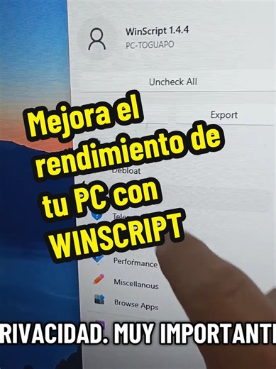 Aprende a mejorar el #rendimiento y #privacidad de tu #windows con WINSCRIPT. Lo tienes en winscript.cc #facilfacilsencillosencillo déjame un comentario!!