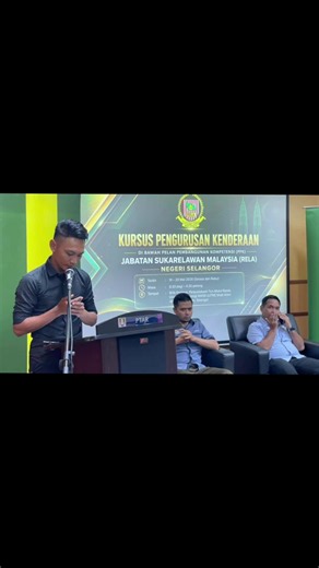 20 MEI 2026 ll RABU (Hari Kedua) 𝗞𝗨𝗥𝗦𝗨𝗦 𝗣𝗘𝗡𝗚𝗨𝗥𝗨𝗦𝗔𝗡 𝗞𝗘𝗡𝗗𝗘𝗥𝗔𝗔𝗡 𝗗𝗜 𝗕𝗔𝗪𝗔𝗛 𝗣𝗘𝗟𝗔𝗡 𝗣𝗘𝗠𝗕𝗔𝗡𝗚𝗨𝗡𝗔𝗡 𝗞𝗢𝗠𝗣𝗘𝗧𝗘𝗡𝗦𝗜 (𝗣𝗣𝗞) 𝗝𝗔𝗕𝗔𝗧𝗔𝗡 𝗦𝗨𝗞𝗔𝗥𝗘𝗟𝗔𝗪𝗔𝗡 𝗠𝗔𝗟𝗔𝗬𝗦𝗜𝗔 (𝗥𝗘𝗟𝗔) 𝗡𝗘𝗚𝗘𝗥𝗜 𝗦𝗘𝗟𝗔𝗡𝗚𝗢𝗥 Jabatan Sukarelawan Malaysia (RELA) Negeri Selangor telah menganjurkan Kursus Pengurusan Kenderaan di bawah Pelan Pembangunan Kompetensi (PPK) RELA Negeri Selangor bertempat di Bilik Seminar, Perpustakaan Tun Abdul Razak, Universiti Tekno