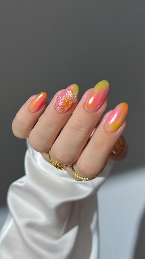 🌤️🍑💕 glowing bright in shade of sunshine •ad | using @kiaraskynails builder gel Blooming | Sunshine | Pinky Swear | Hot Lava | FlexGel | Mis-Beehive | Glass Chrome | 4-in-1 gel nail glue | Rub On Top Coat The Beyond Pro Vol. 3 Lamp Discount code: GREATNAILS _____ *affiliate #colorfulnails #summernails #nails #nailinspo #diynails #naildesign #nailtutorials #nailart pink yellow orange 3D flower nails | Heygreatnails