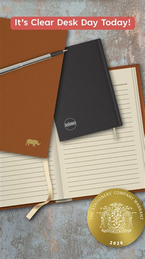 It's #ClearDeskDay, and a tidy desk can mean a clearer head, and better focus. Whether you’re back at work or easing into the week, a clear workspace can help make space for ideas and creativity, and perhaps having one notebook to keep admin, organisation and daily thoughts in one place can make all the difference! Our RHINO soft-touch journals fit effortlessly into daily life without adding clutter. Shop Yours Today! Link in bio 🔗