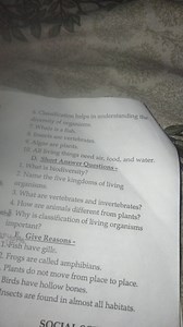 Questions on Biodiversity and Classification of Living Organism... | Filo