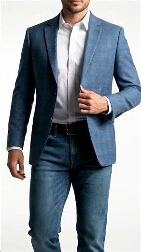 Men’s Light Blue Plaid Western Sport Coat, Business Casual Cowboy Blazer Jacket