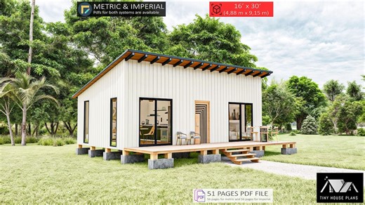 Cabin House Plans 16 X 30, Tiny House Plans, Modern House Adu Plans, Cabin DIY Plans, Small House Plans, Tiny Cabin Plans, Cottage Plans - Etsy Canada