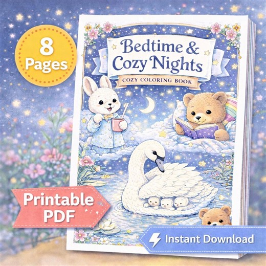 Cozy Nights Coloring Book, Bedtime Scenes, Cottagecore Pages (PDF Download) - Etsy
