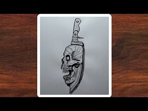 Skeleton drawing | How to draw Skeleton face in Knife easy | Knife drawing easy | Pencil Sketch