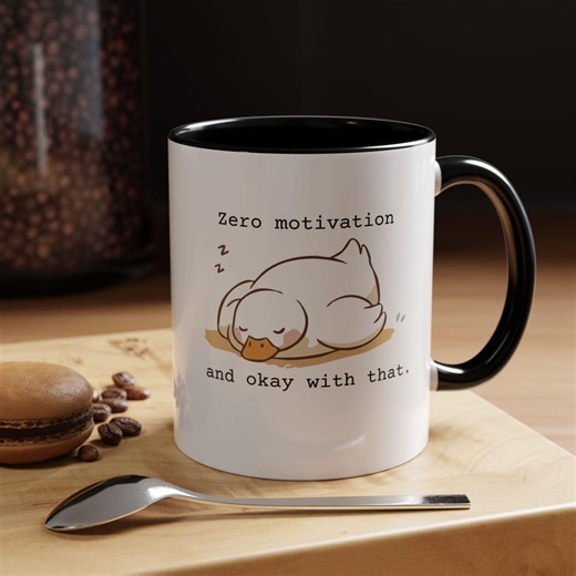 Relatable Duck Mug - Zero Motivation Coffee Cup - Funny Gift for Introverts - Double Sided Print - Etsy