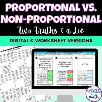Proportional vs Non-Proportional Relationships Digital Activity and Worksheet