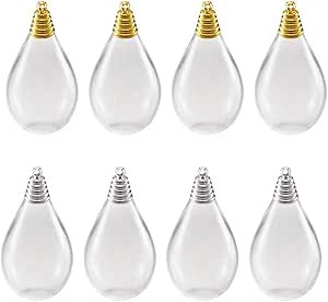 Pandahall 20Pcs Handmade Empty Clear Glass Blown Globe Beads with Brass Cap Wish Glass Ball Bottles for Pendant Earring Jewelry Making
