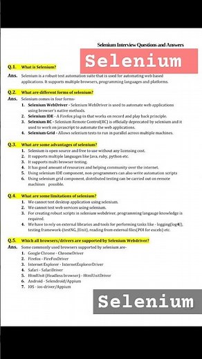 Selenium Interview questions and Answers part 1#selenium #seleniuminterview