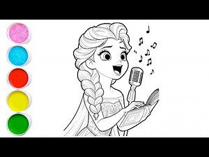 Cute Elsa Frozen Drawing for kids, Painting & Coloring for kids, Toddlers | Let's Draw Together