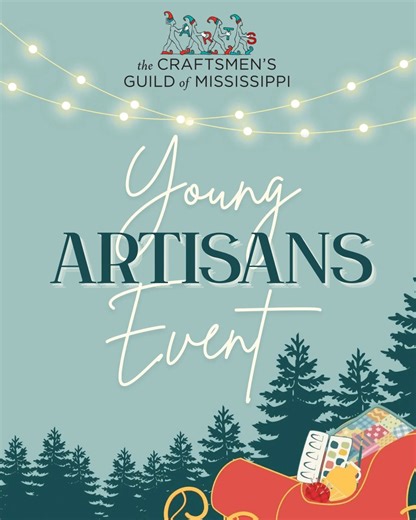 Young Artisans Event • December 3 - 5, 2025 🎨 Join us December 3rd, 4th and 5th at the Bill Waller Craft Center as we celebrate future artisans with a gallery created by talented students across the area! The YOUNG ARTISANS EVENT is a new event for young artisans to explore and exhibit their creativity! You'll see artwork from area high schools including: Brandon High School • Canton High School • Christian Home Educators Connection (CHEC) • Florence High School • Germantown High School • Madis