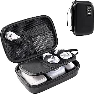 ProCase Hard Travel Electronic Organizer Case for MacBook Power Adapter Chargers Cables Power Bank Apple Magic Mouse Apple Pencil USB Flash Disk SD Card Small Portable Accessories Bag -Shadow Black, S