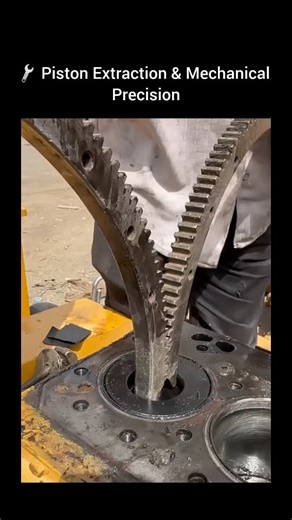 Engineering Gadgets on Instagram: "🔧 Piston Extraction & Mechanical Precision Inside the Heart of Engine Restoration This video captures the careful extraction and servicing of a large engine piston—one of the most critical components in internal combustion systems. Each controlled movement reflects the precision and experience required in heavy mechanical maintenance and engine overhaul operations. Every piston plays a vital role in transforming combustion pressure into usable mechanical energ