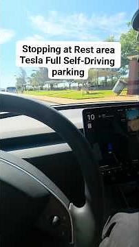 Stopping at Rest Areas with Tesla Full Self-Driving Mode 🥰#Tesla#TeslaLife#TeslaRoadTrip#RoadTrip