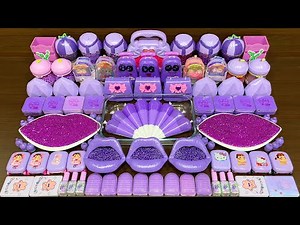 PURPLE ! Mixing Random into GLOSSY Slime ! Satisfying Slime Video #532