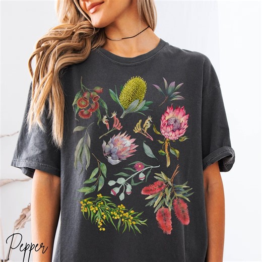Australian Native Flowers T-shirt - Botanical Graphic Tee for Women - Protea Eucalyptus Banksia Kangaroo Paw Shirt - Gift for Nature Lovers - Etsy Australia