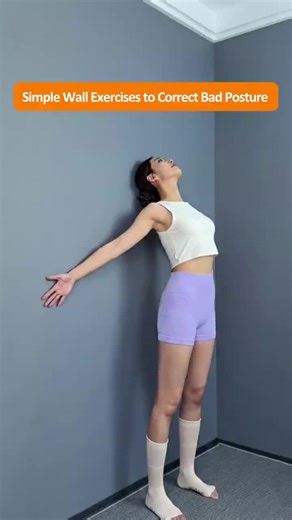 4 Simple Wall Exercises to Fix Posture and Look Younger Fast #workout #foryoupage #viralvideo #fitness #health