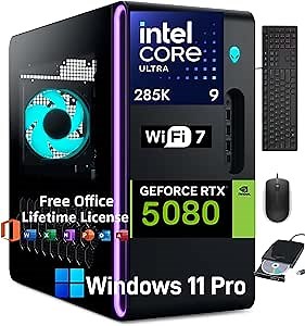Amazon.com: Alienware Aurora R16 Gaming Desktop 2025, Intel 24 Core Ultra 9 285K(AI NPU), RTX 5080 GDDR7(>4090), w/Win 11 Pro & Office License, External DVD Drive (32GB DDR5 | 1TB SDD | 2TB HDD) : Electronics