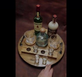 Solid Wood Whiskey Smoker Lazy Susan, Bourbon Display With Industrial Handles - Speakeasy, Butler Serving Tray, Kitchen, Coffee Table or Bar - Etsy