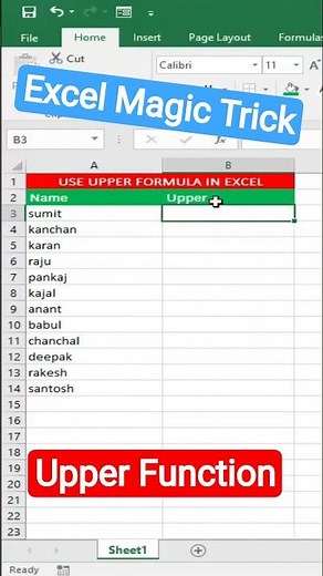 Upper Case function in Excel | Excel trick | Excel magic trick 2025