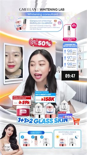 Gmeelan SET Glabridin Pearl Peptide Brightening Cream 30g   Glabridin Astaxanthin Brightening Serum 30ml Plant Essence Double Cabins Lock Fresh One-Pump Activation