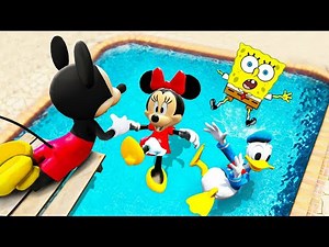 GTA 5 Donald duck vs Mickey Mouse,Minnie Mouse Water Ragdolls Jumps/Fails (Funny Moments) #09