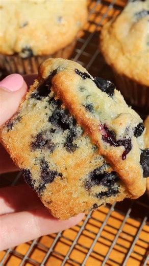 ⬇️ Recipe below! 🫐 Sour Cream Blueberry Muffins are soft and fluffy muffins full of sweet juicy blueberries! Recipe - https://taffeybakery.com/sour-cream-blueberry-muffins/ or comment the word recipe and I’ll send it directly to your inbox! | Taffey Bakery