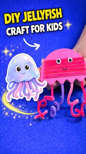 DIY Jellyfish Craft 🪼 Easy Popsicle Stick & Cardboard Toy for Kids #diy #craft #craftyfun #kids