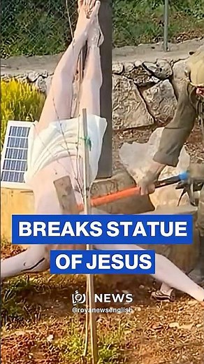'Israeli' soldier damages Jesus statue in southern Lebanon, Image shows