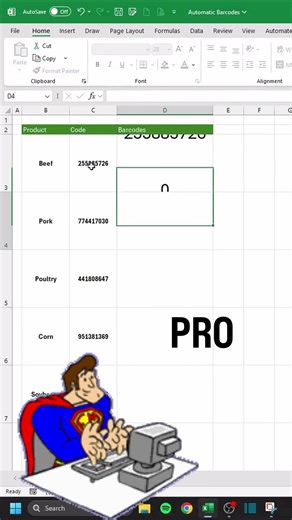Excel Tutorial - Shortcut for Barcode Generator